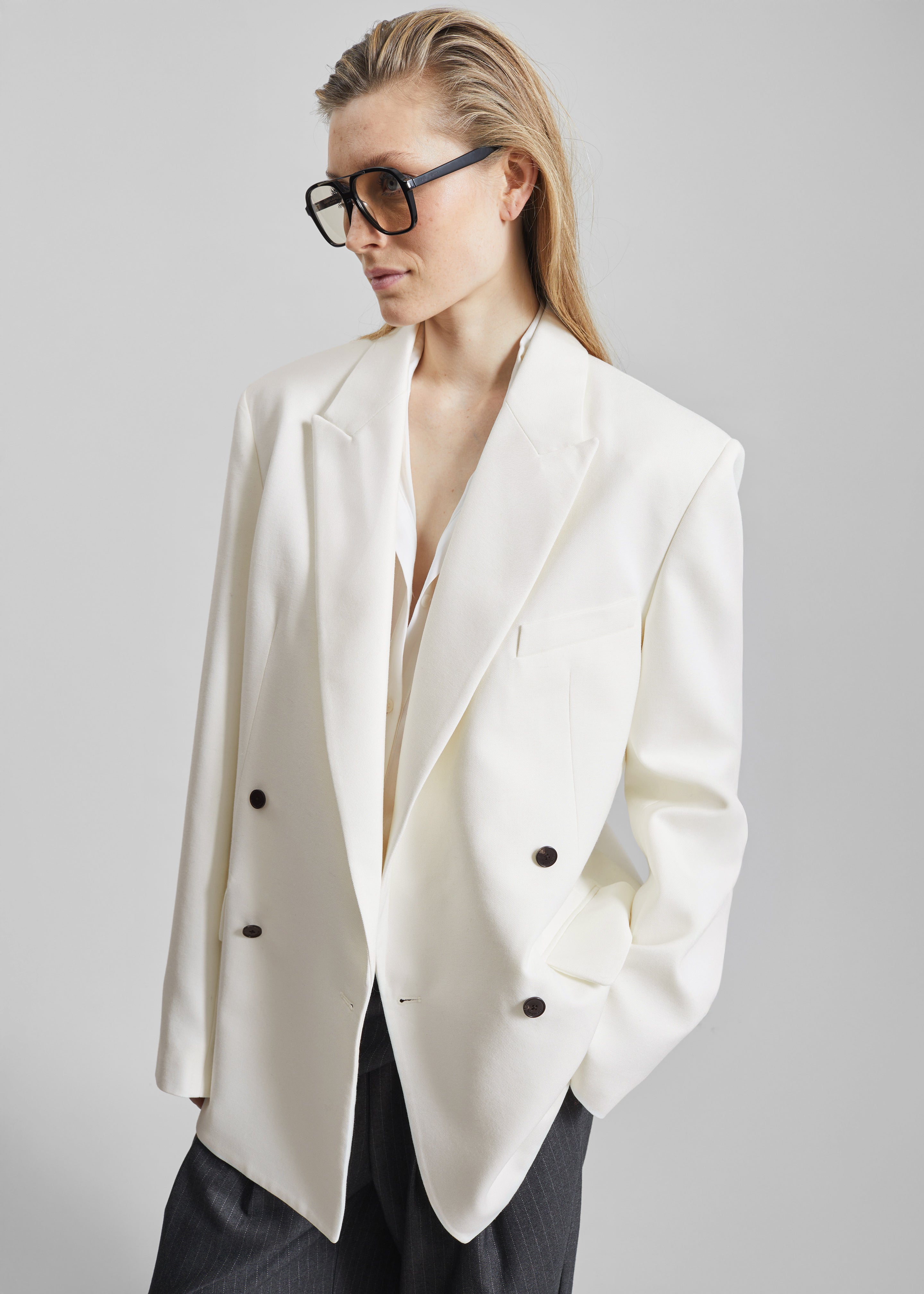 Newark Double Breasted Blazer - Ivory