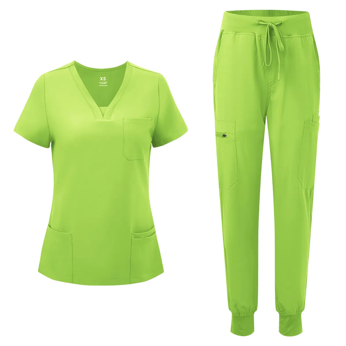 Women's Workwear Set — V-Neck Scrub Top and 10-Pocket Cargo Pants