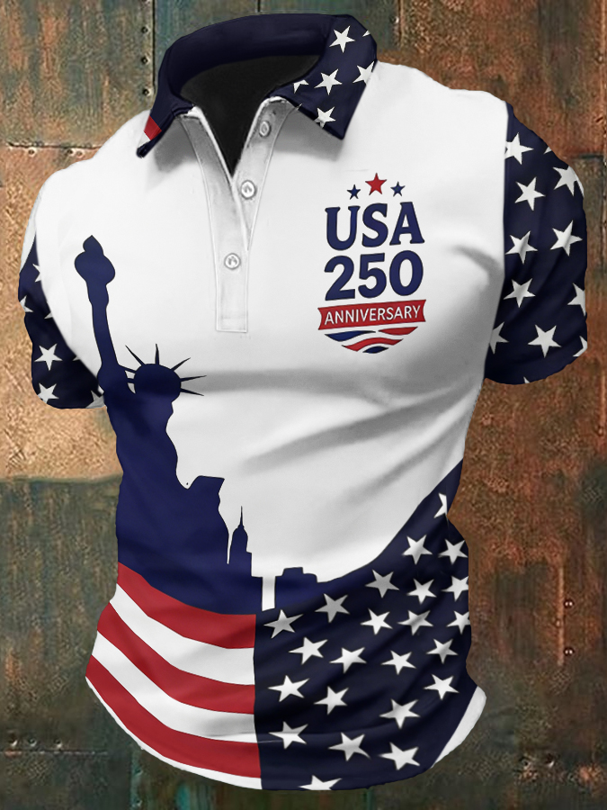 Men'S Casual Independence Day 250Th Anniversary Polo Shirt