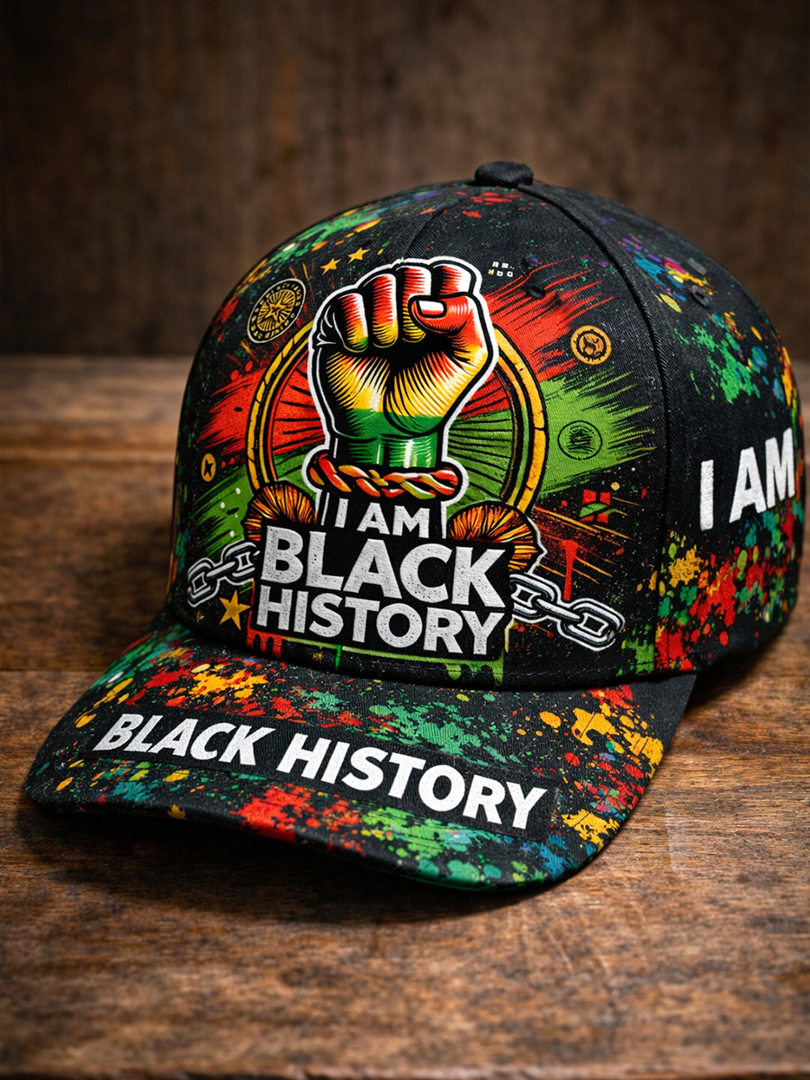 Black History Graffiti Print Casual Hat