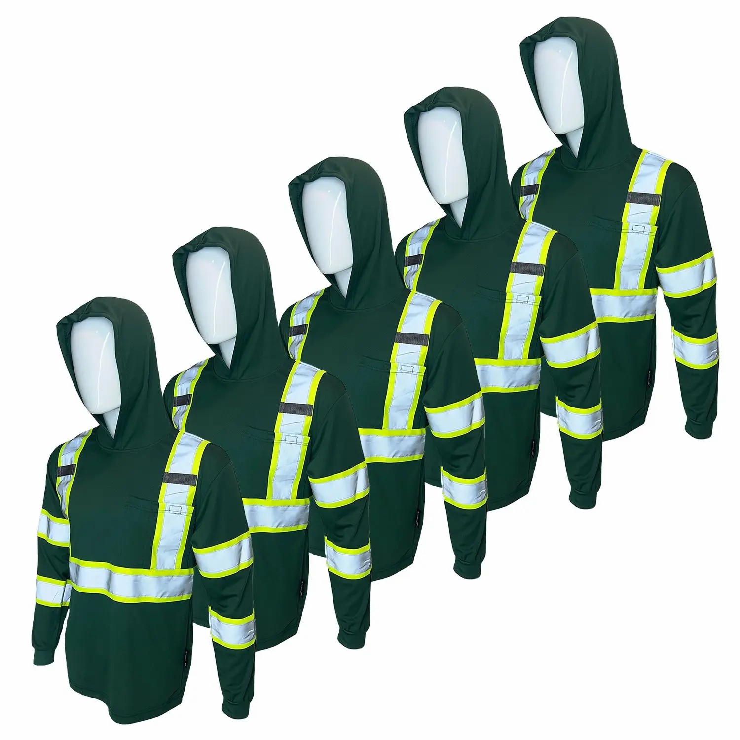 High Visibility Hoodie Long Sleeve Safety Shirt with hoodie Polyester Birdeye Mesh in various color