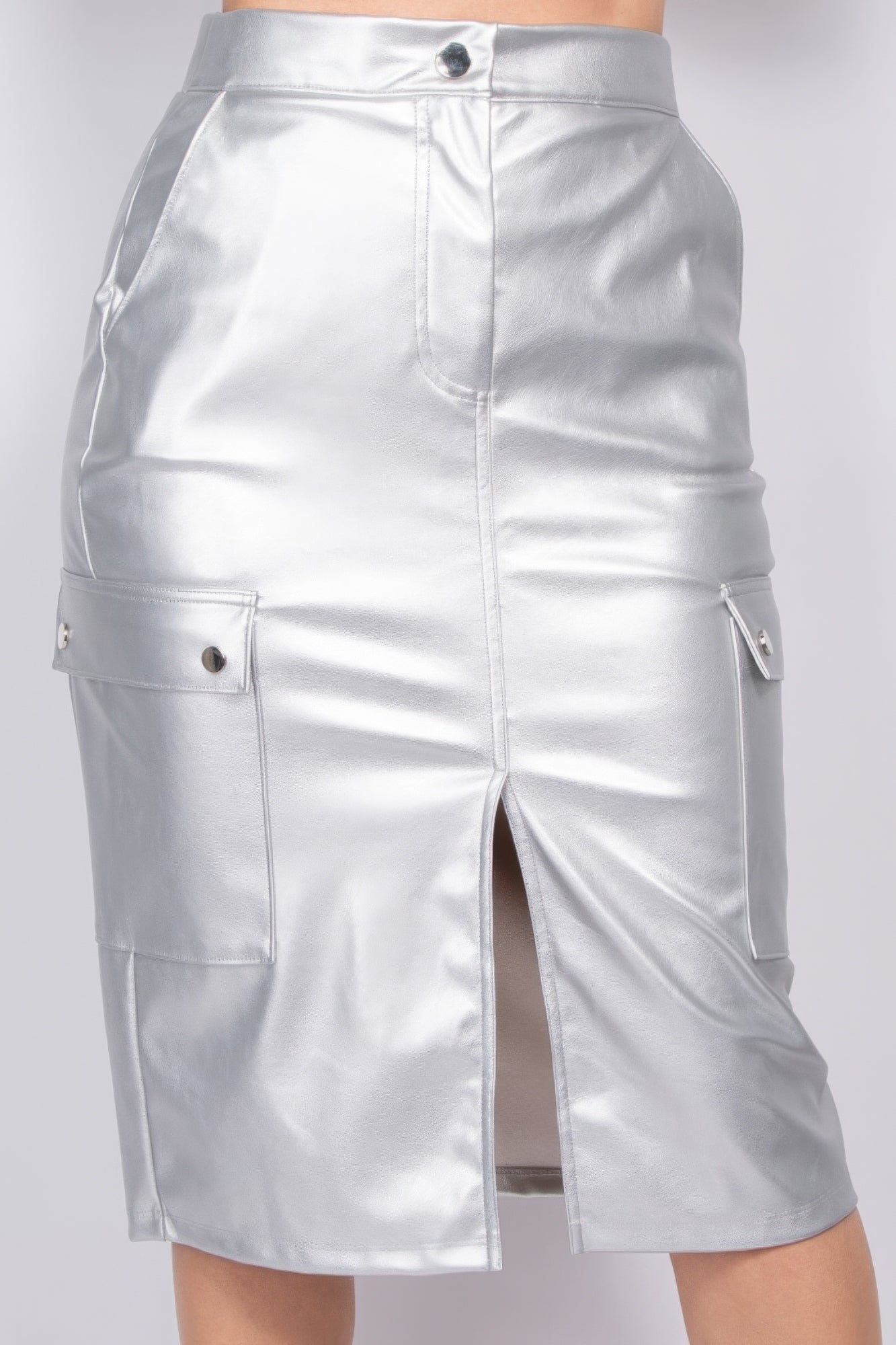 Marisol's Faux Leather High-rise Cargo Skirt