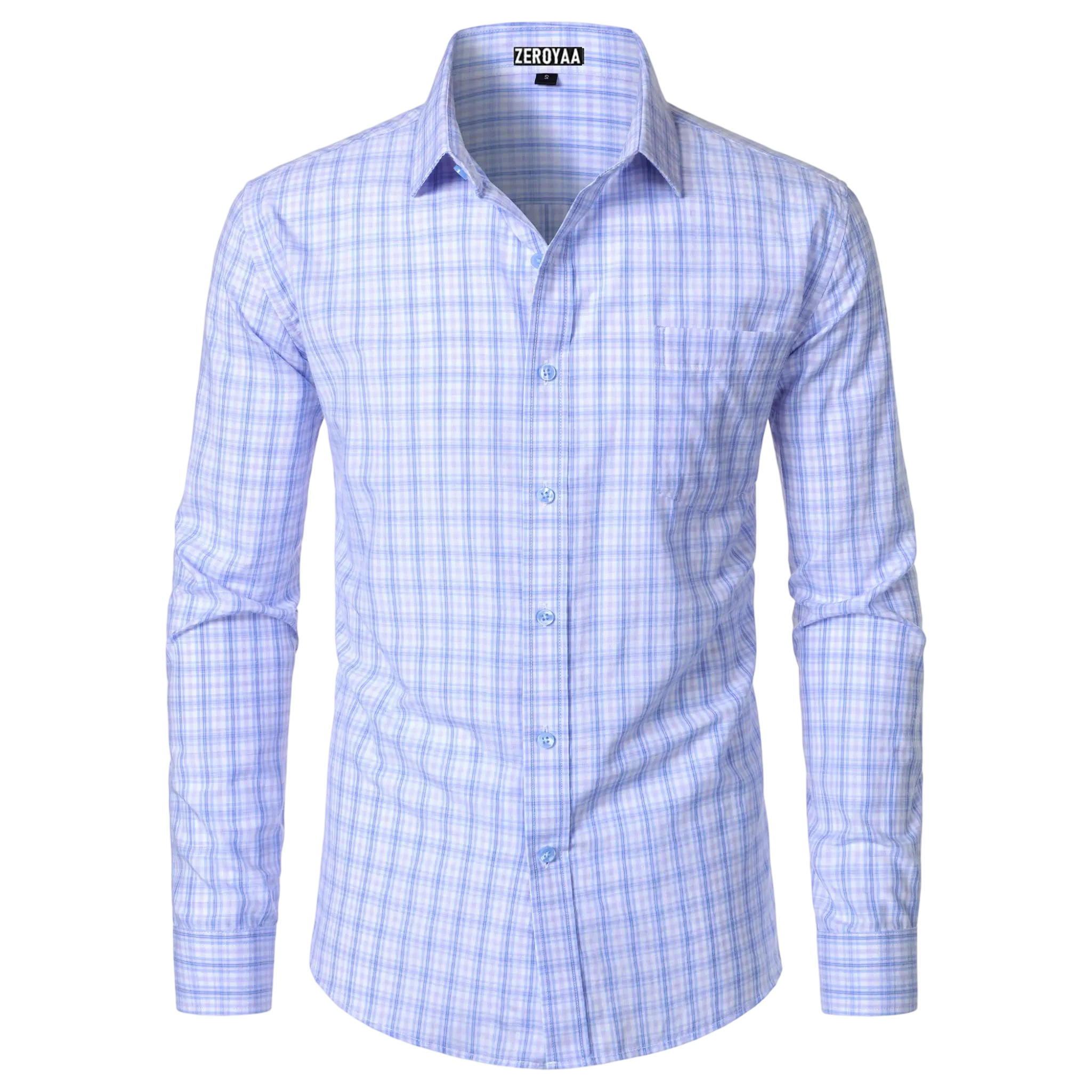 Men's Plaid Long Sleeve Dress Shirt Formal Gingham Slim Fit Button Down Shirts with Lightweight Casual Classic Birthday Fashion
