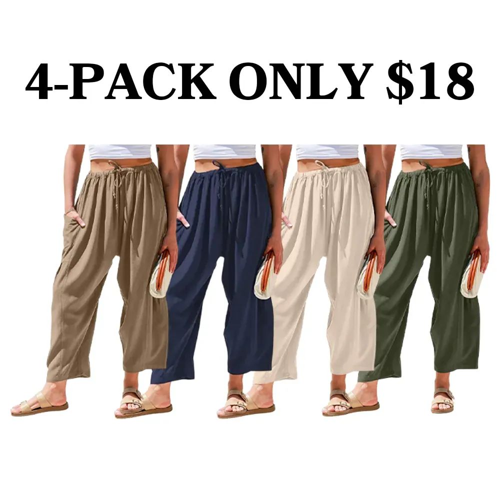 Womens Linen Wide Leg Pants