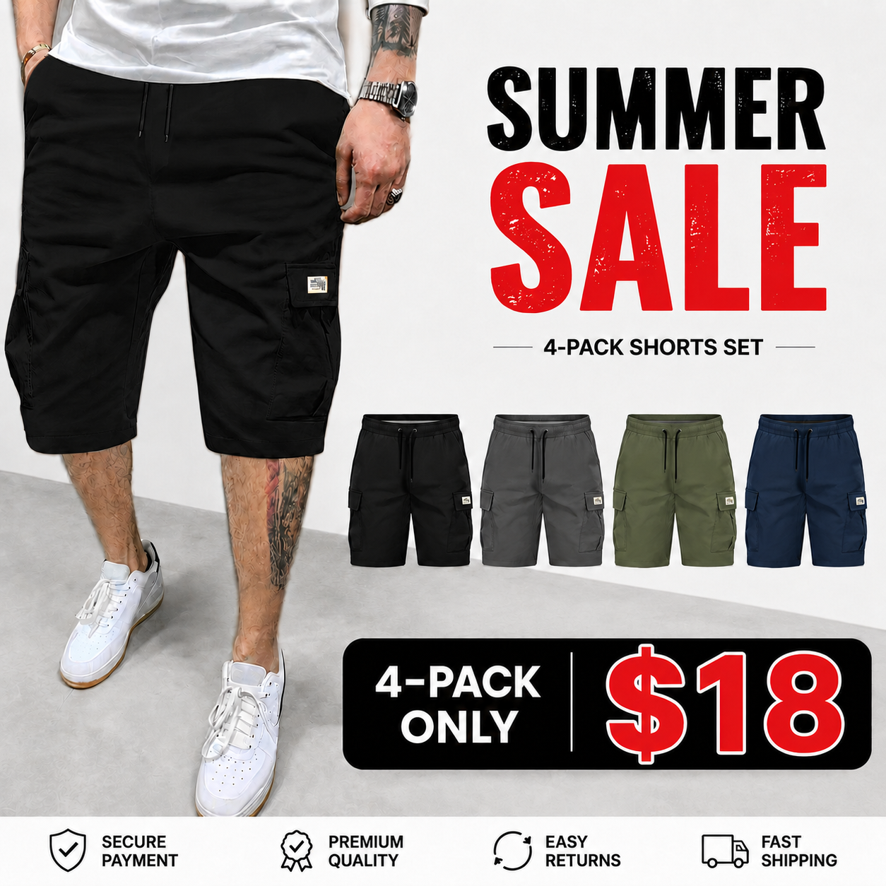 This Week's Special Price🍃Men's Shorts Set Slanted Pockets Bottoms for Everyday Use