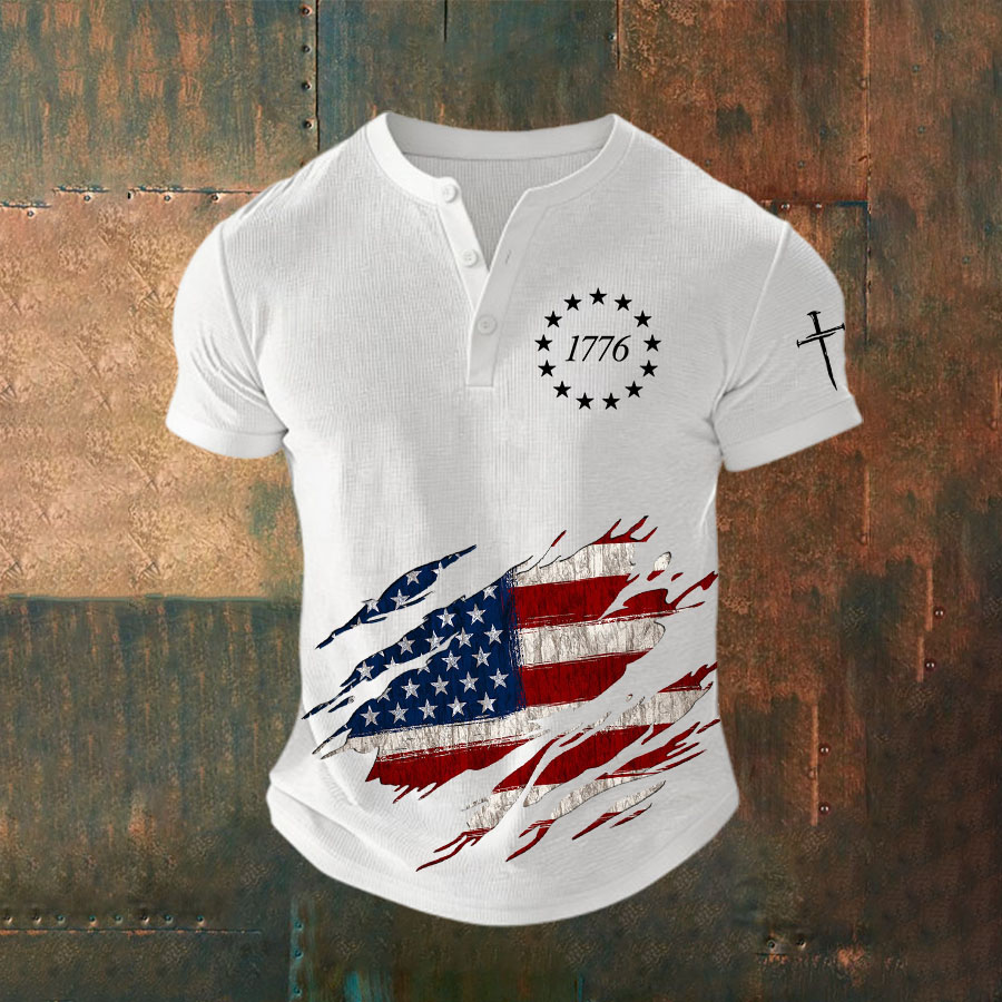 Women'S American Independence Day Printed Waffle Top