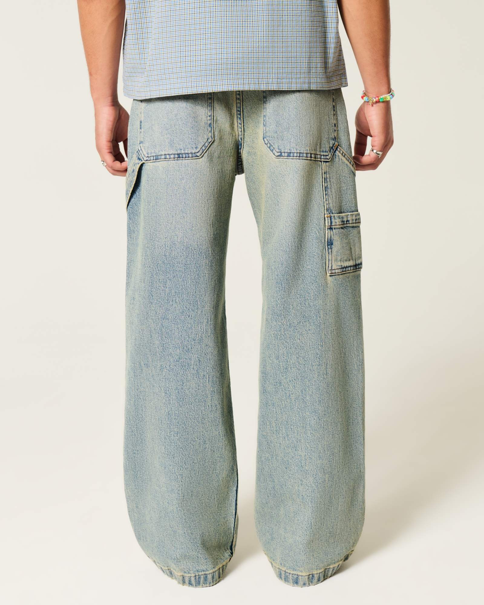 Dark Wash Logo Embroidery Super Baggy Jeans