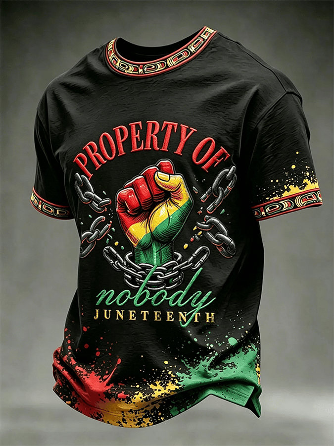 Men's Black Pride, Black Juneteenth Print Short-Sleeve T-Shirt
