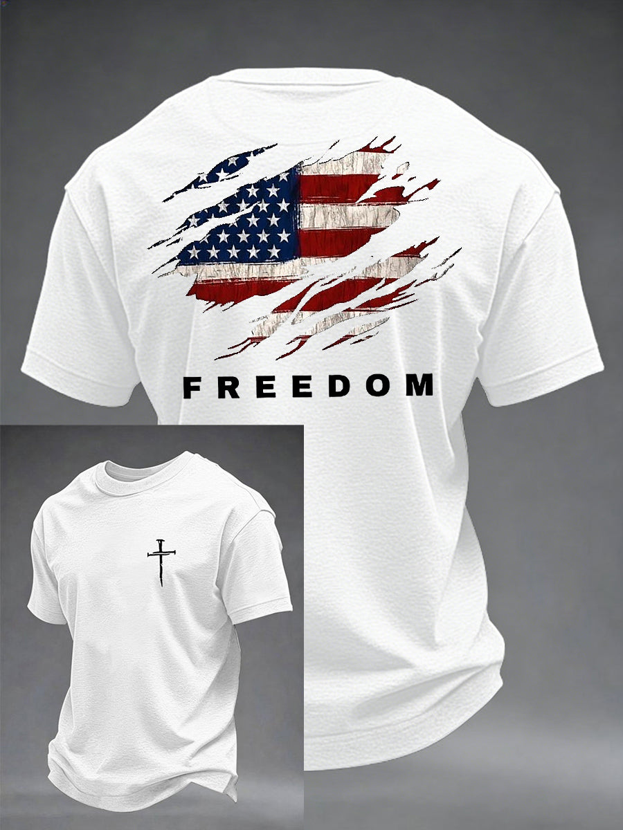 Men's Christian Jesus Cross Print Short Sleeve T-shirt
