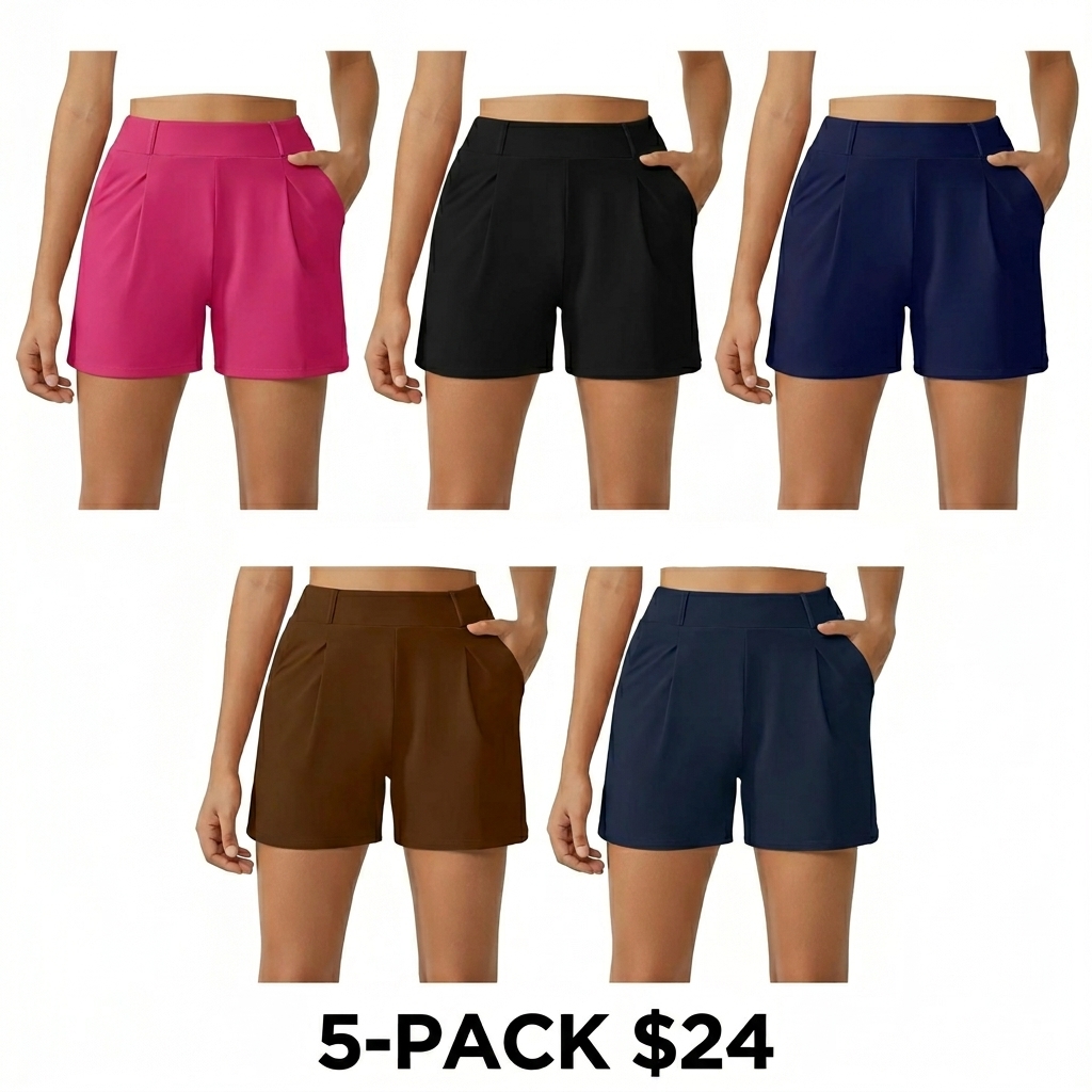 Women's High Waisted Casual Summer Shorts – Wide Leg Athletic Shorts with Pockets