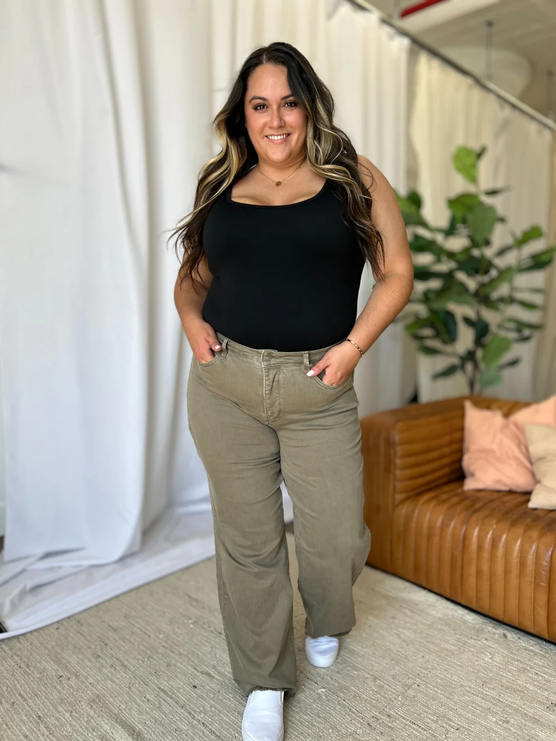 Full Size High Rise Garment Dye Wide Leg  Jeans