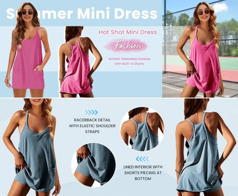 Womens Athletic Sleeveless Mini Dress