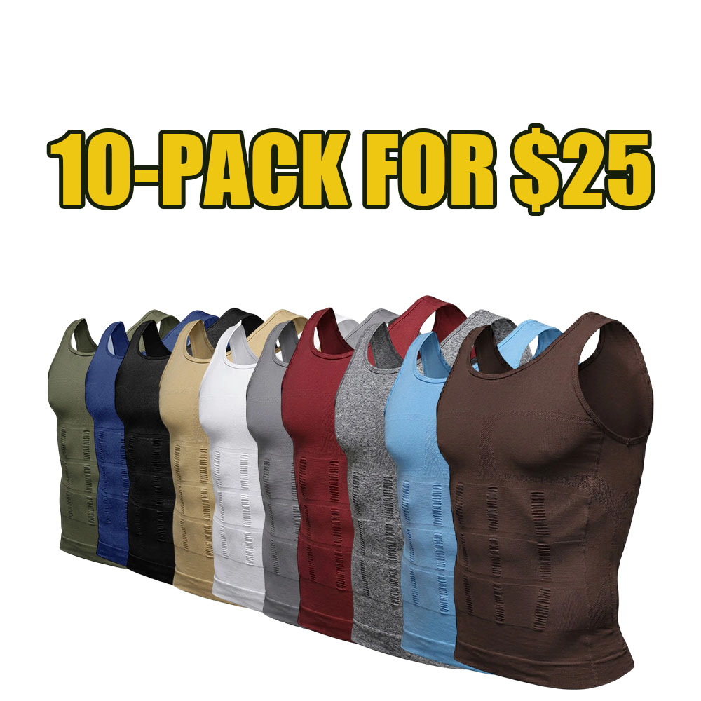 💪 Men’s 10-Pack Compression Tank Tops – Slim Fit Sleeveless Shaping Undershirts