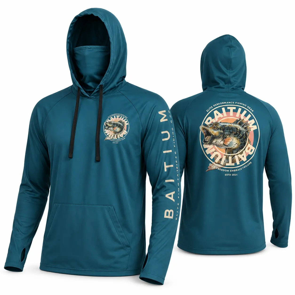 💪💯Men’s Hooded UPF 50 Work & Fishing Shirt with Built-In Face Gaiter💪