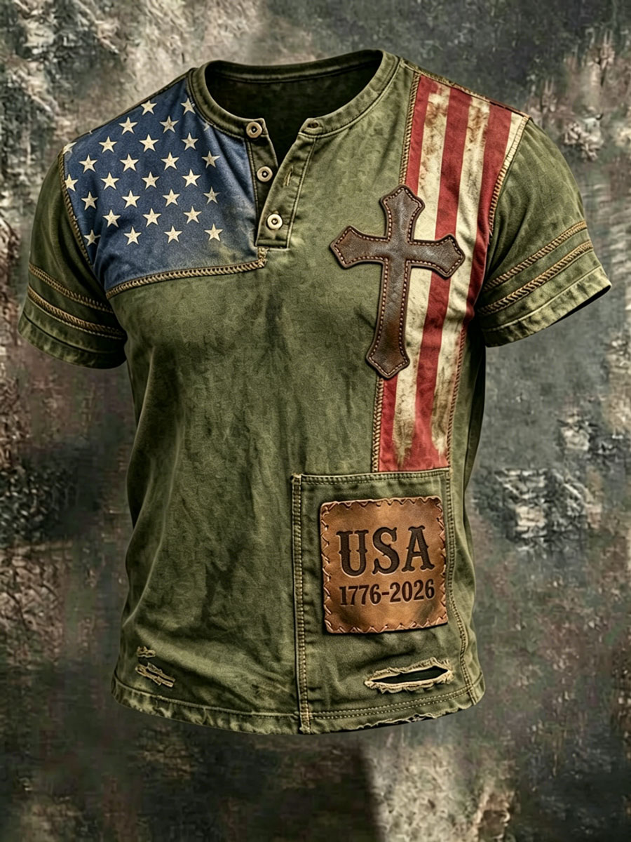 Men'S Retro 250Th Anniversary American Faith Short-Sleeve T-Shirt