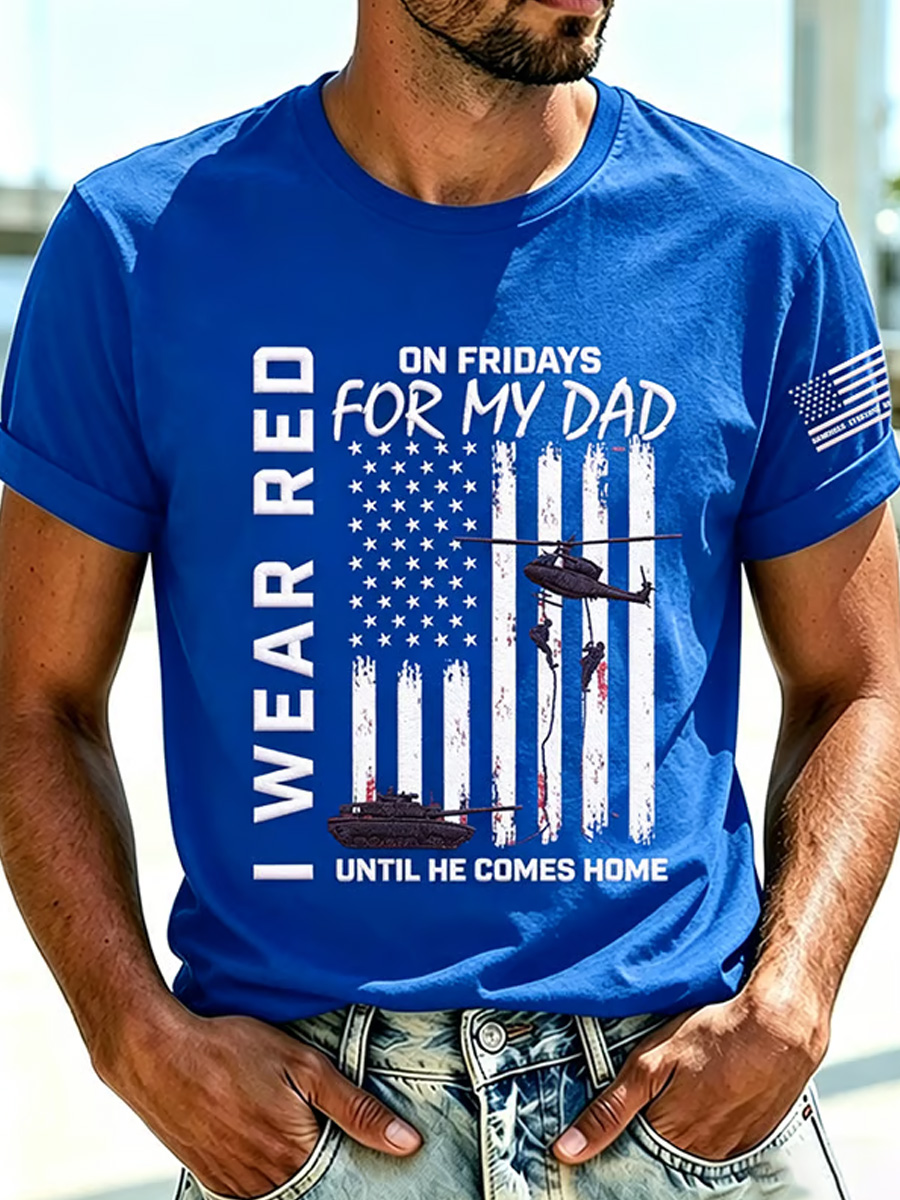 Men's Red Friday Remember All Those Deployed Overseas Until They're All Home Print T-Shirt