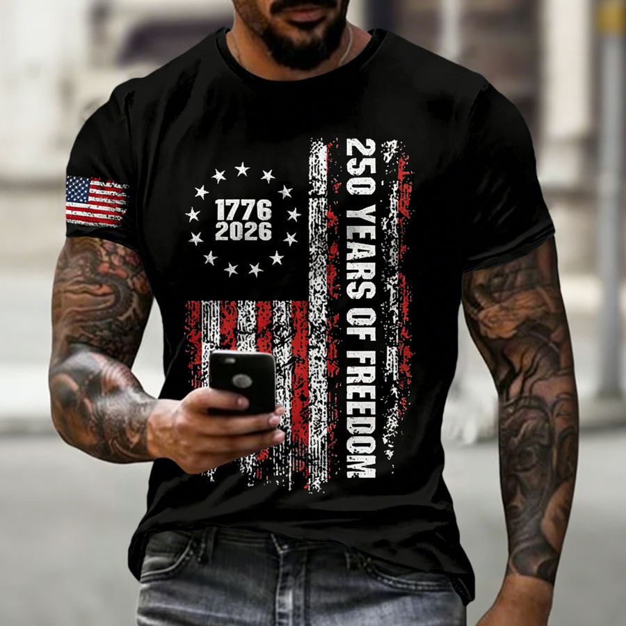 Men'S American Flag Commemorative 250Th Anniversary Classic Pattern Short Sleeve T-Shirt