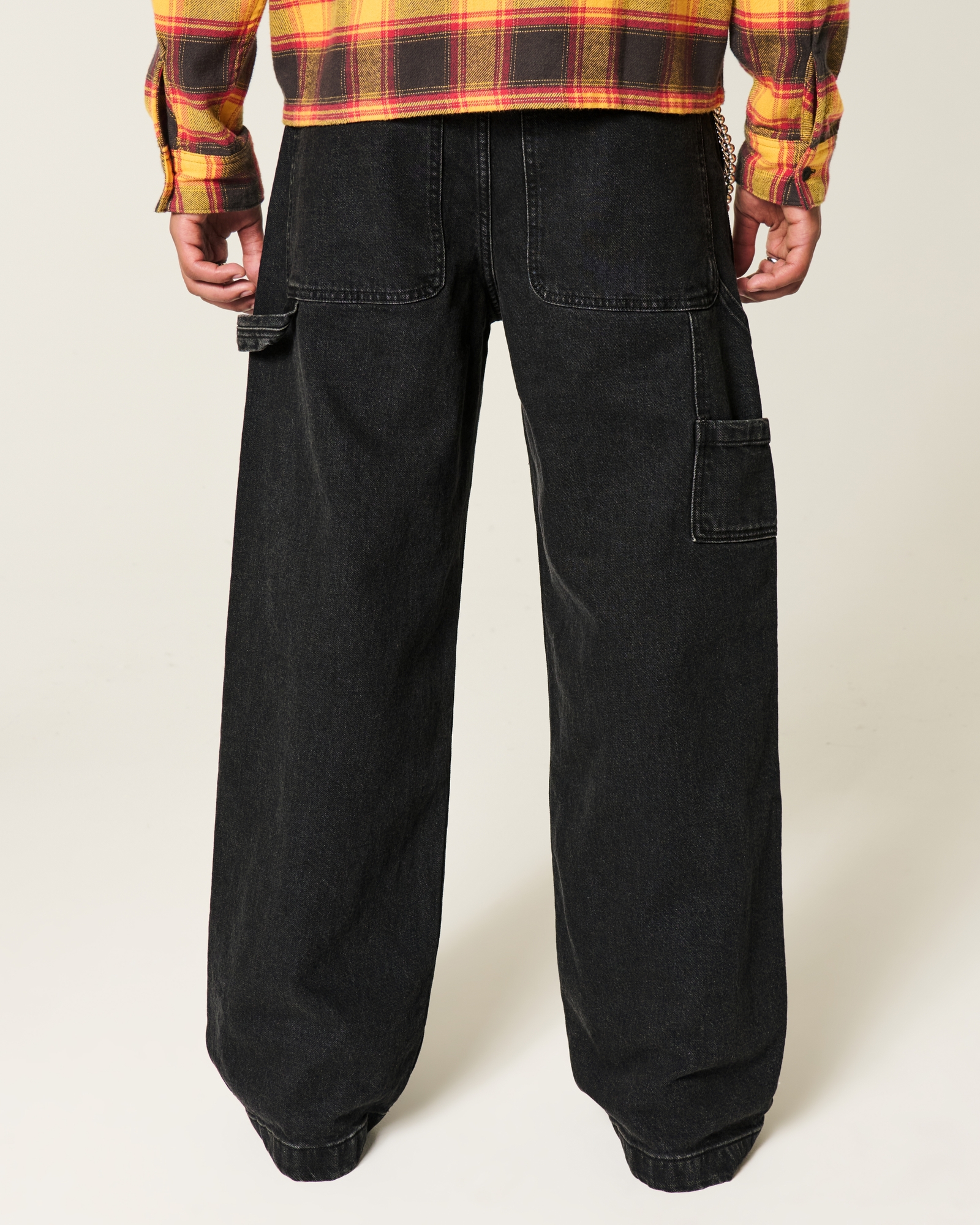 Dark Wash Logo Embroidery Super Baggy Jeans