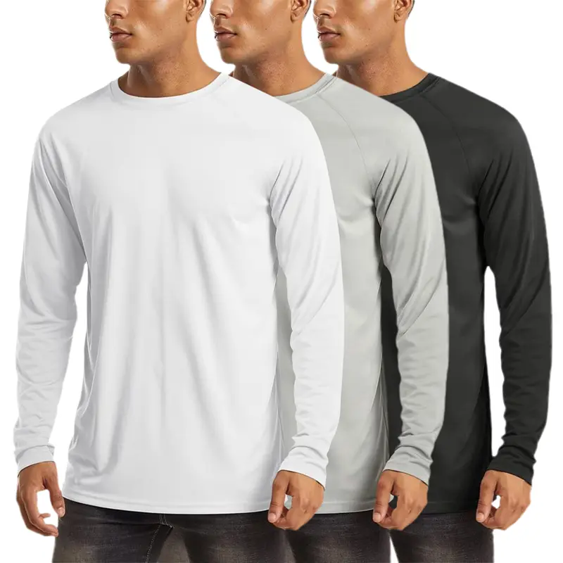 Men's Long-Sleeve Athletic Top — UPF 50+ Sun Protection, Quick-Drying, Lightweight Summer Sports Shirt