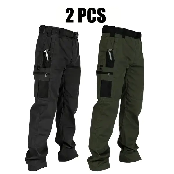Men's Solid Color Tactical Work Pants,230g/m² new fabric，with Multiple Pockets and Zipper Closures