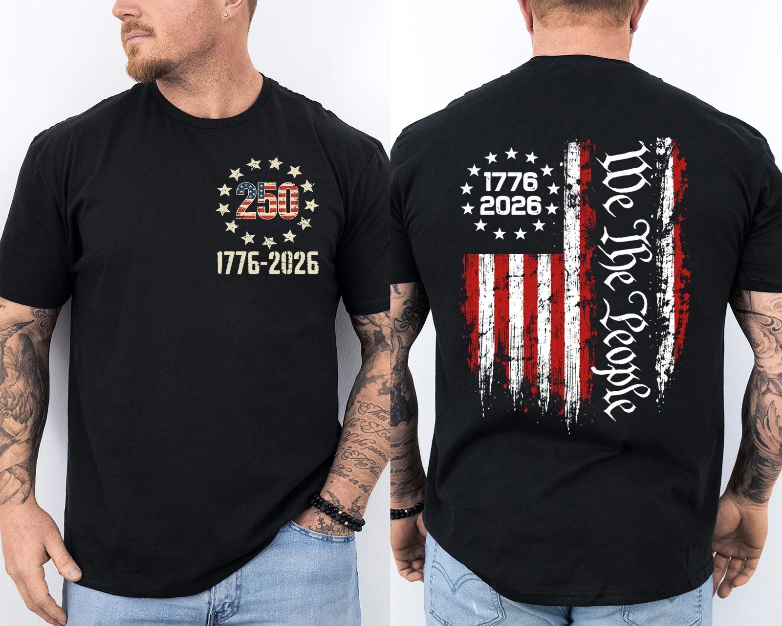 Men'S Casual American 1776-2026 Anniversary Printed Short Sleeved T-Shirt