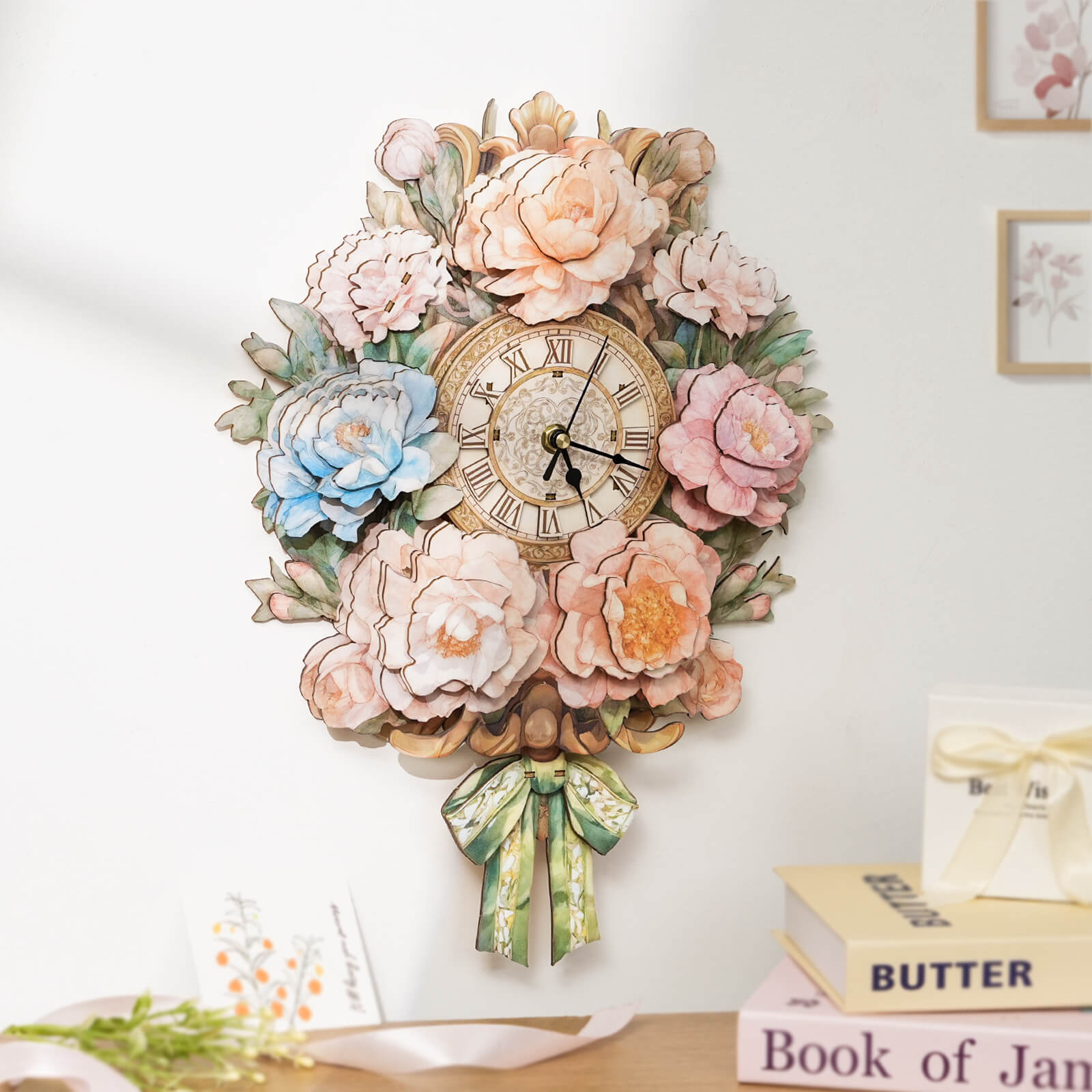 BouquetDIY Wooden Clock, 3D Puzzle Craft Kit
