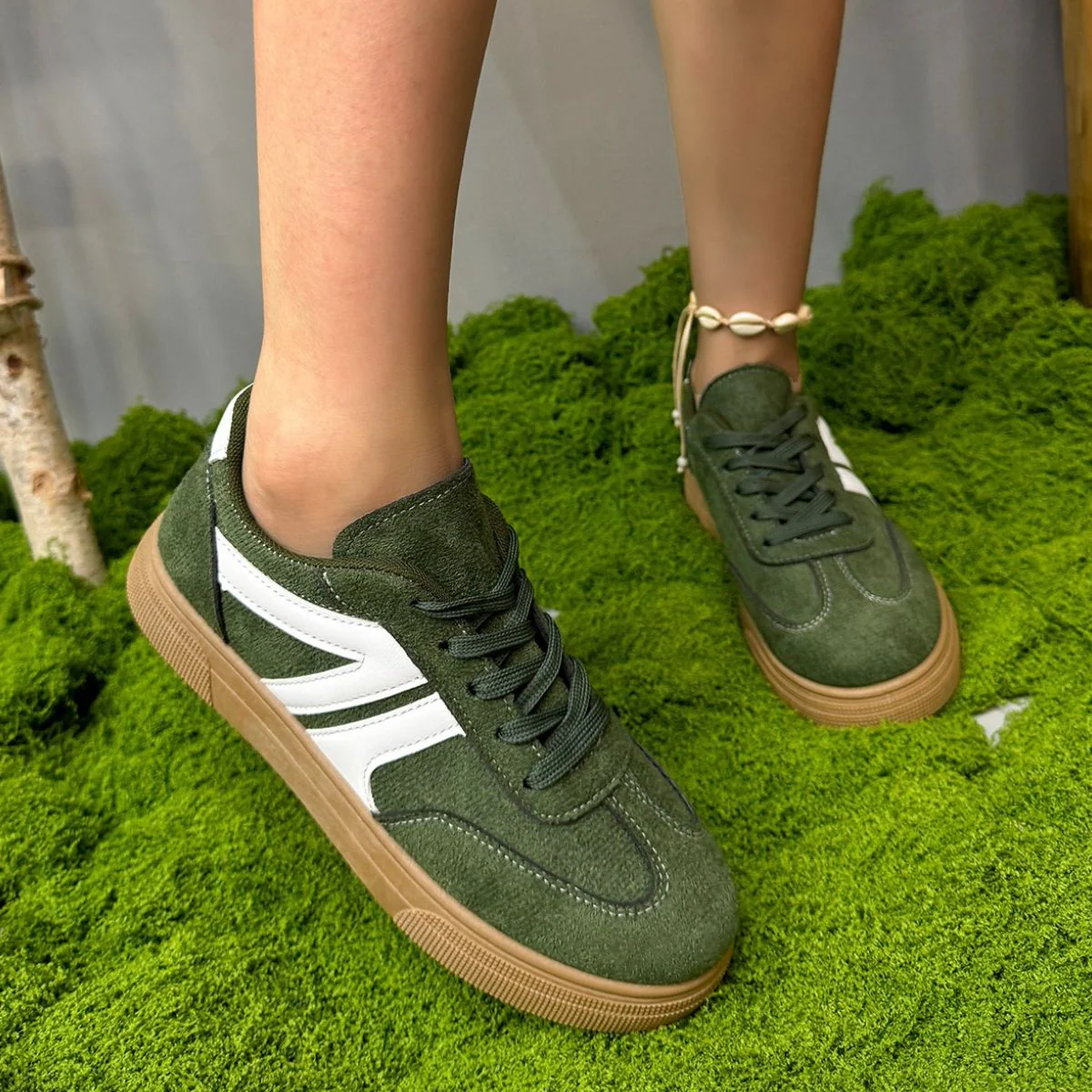 Lace Up Round Toe Contrast Sneakers (multiple color options)