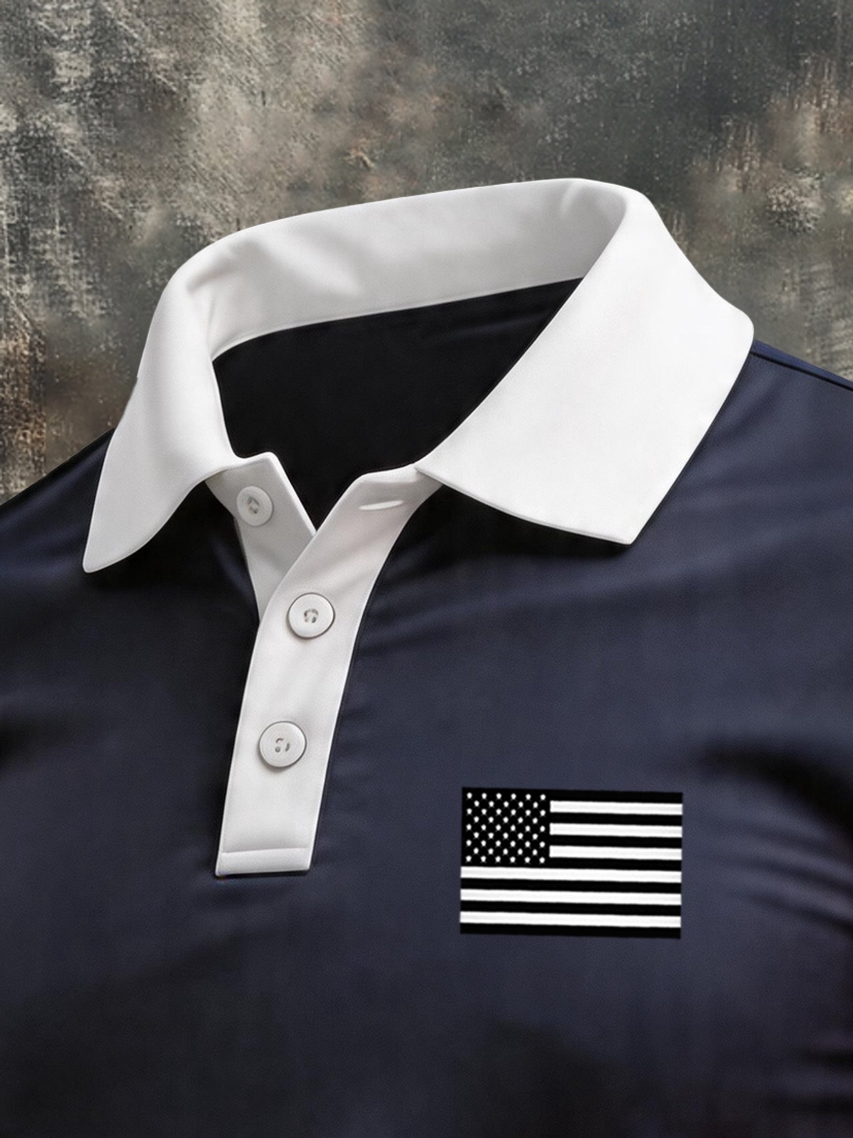 Men's Retro Patriotic Color-Block Short-Sleeve Polo Shirt