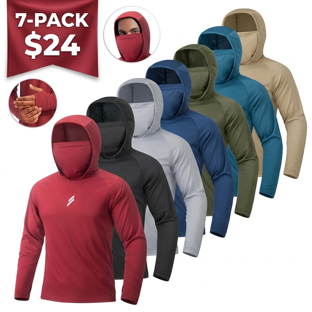 Men's Sun Protection Hoodie Set,FishingHoodiewithMask,Casual Breathable Fishing Jacket