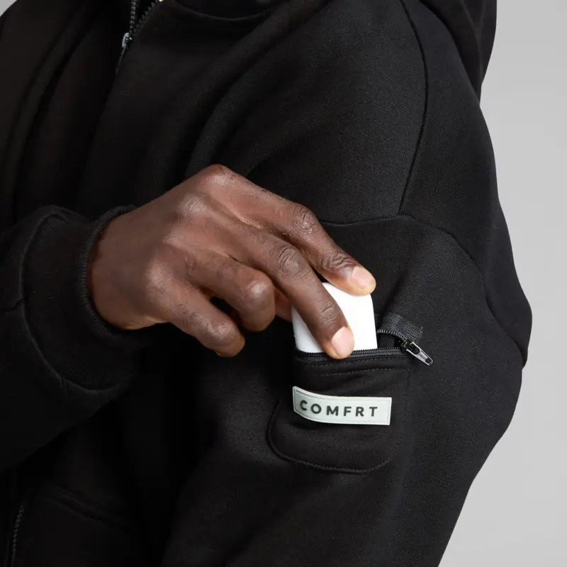 Unisex Zip-Up Hoodie with Secure Zip Pockets – Lightweight Travel Essential Sweatshirt for Everyday Wear