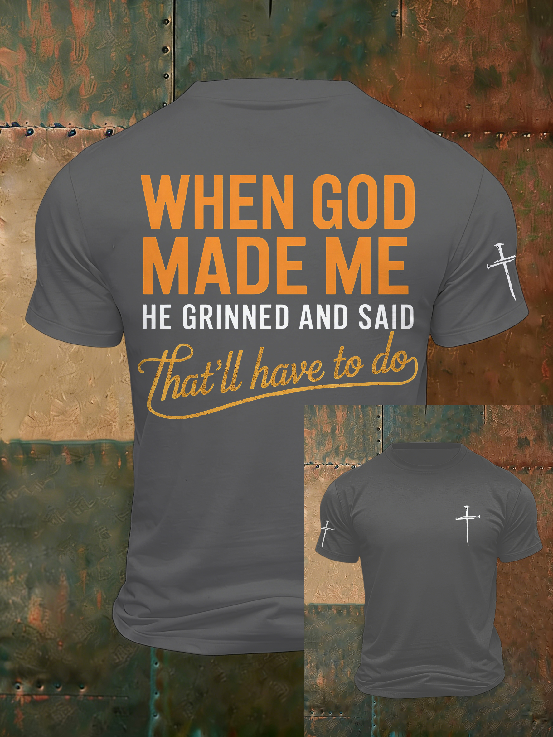 Men'S Casual Faith Jesus Letter Printed Round Neck T-Shirt