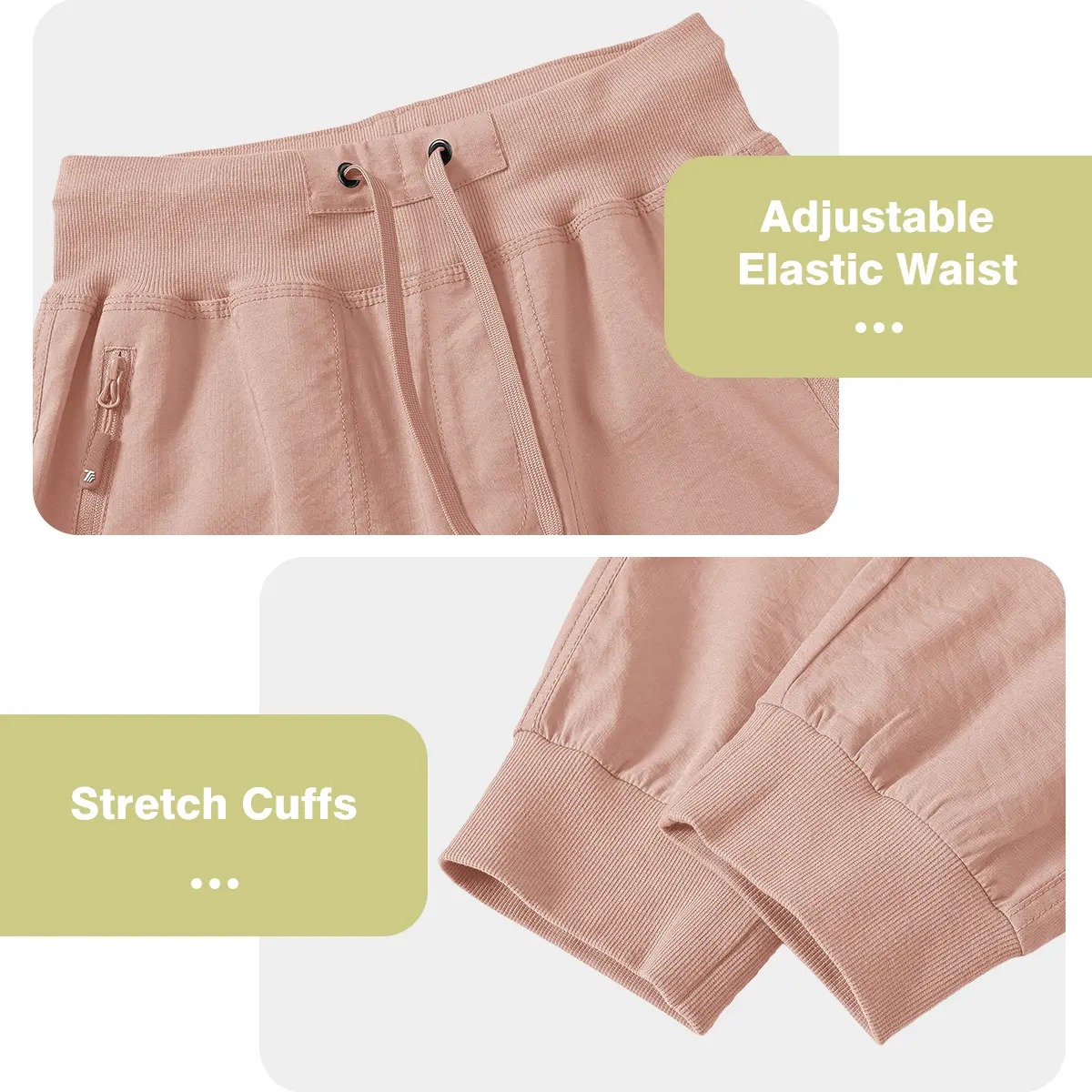 Women's Casual Lightweight Quick Dry Cargo Pants Elastic Waist Hiking Travel Joggers With Pockets
