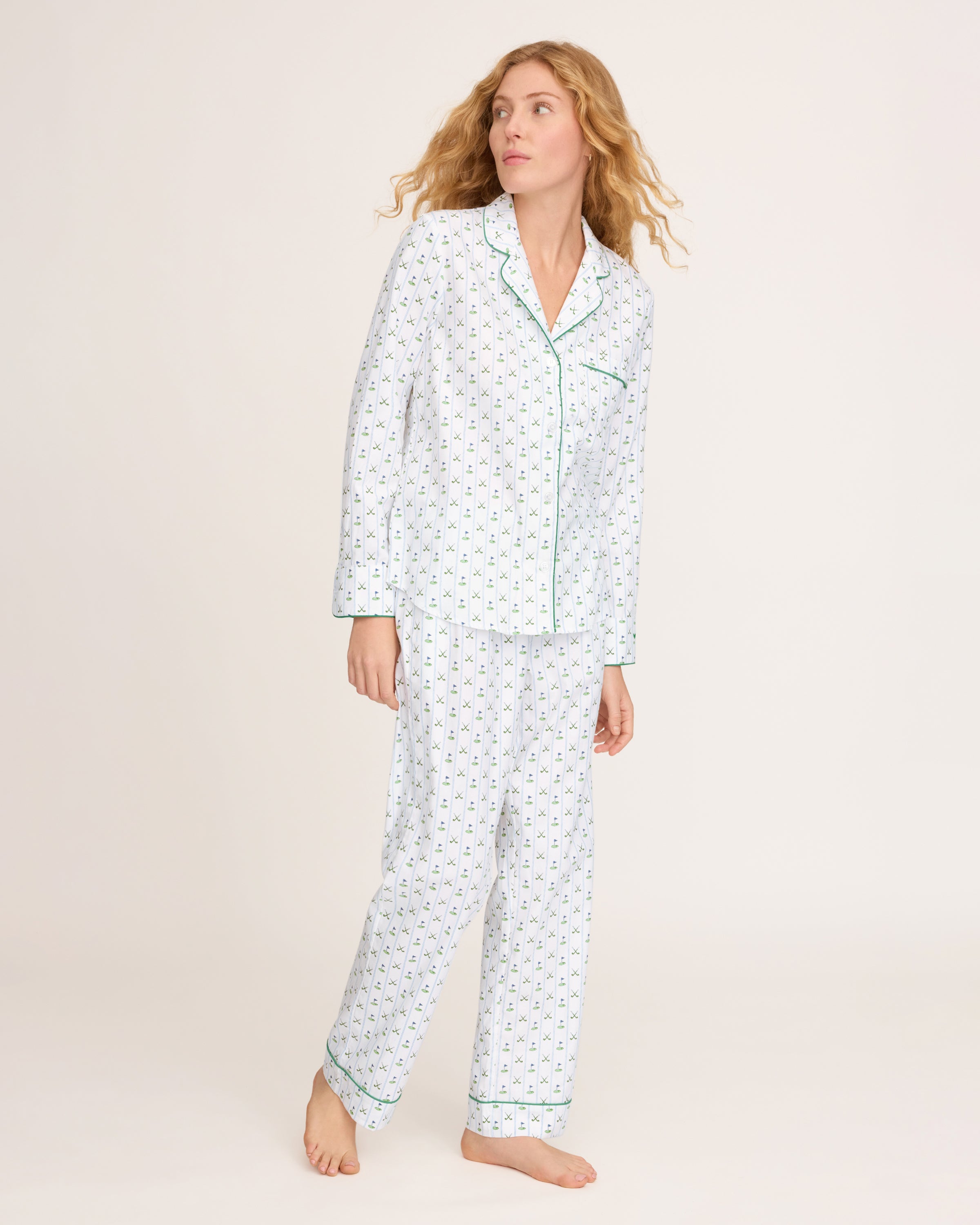 Women's Twill Pajama Set in Fairway Stripe