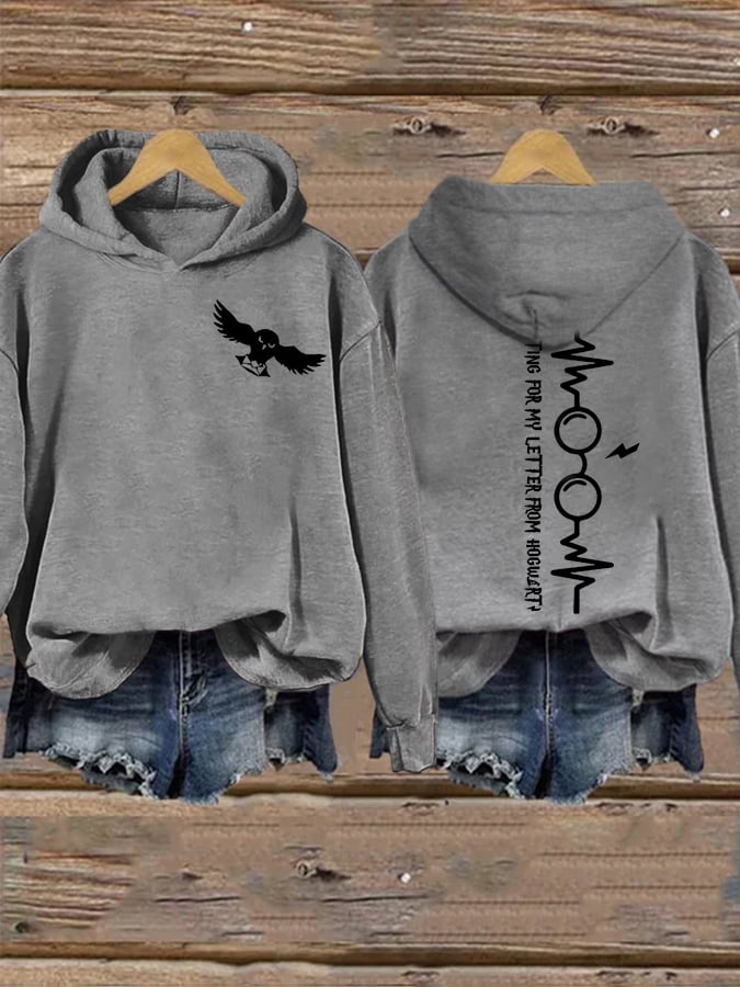 Women's Waiting For My Letter Print Casual Hoodie
