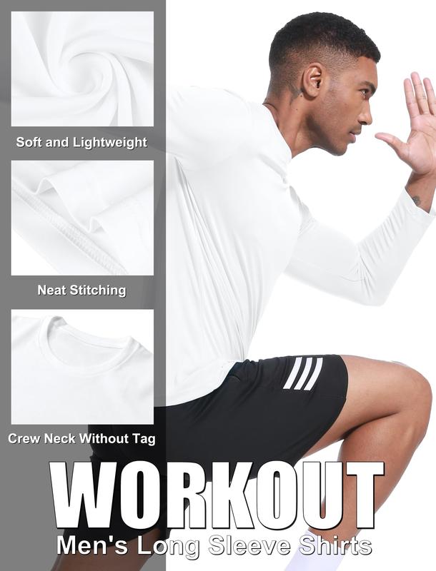 5 PIECES Long Sleeve Shirts for Men Moisture Wicking Mens Tee Shirts Workout T Shirt for Running workout tops gym outfits