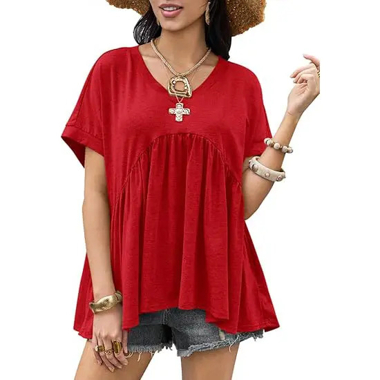 Women's Summer Ruffle-Hem Top