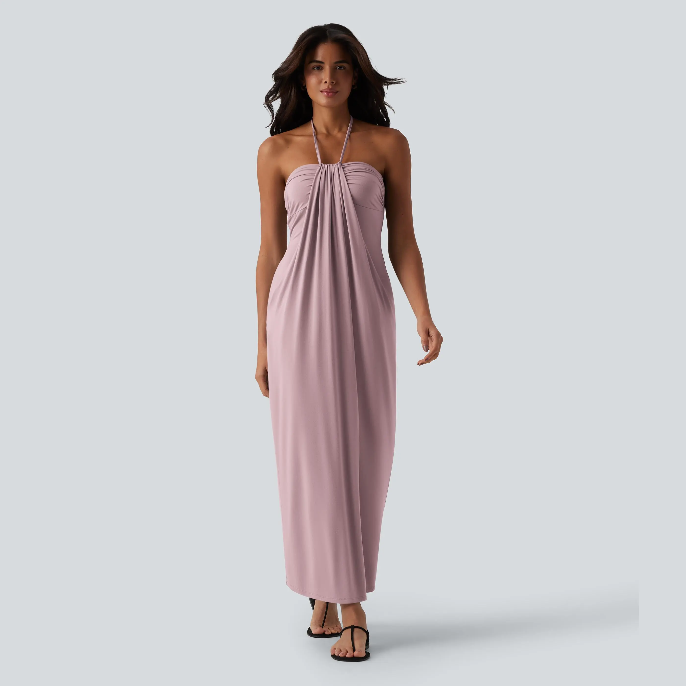 Women's Halter Tie Back Maxi Dress with Pockets – Cute Flowy Summer Dress for Beach, Vacation & Daily Wear