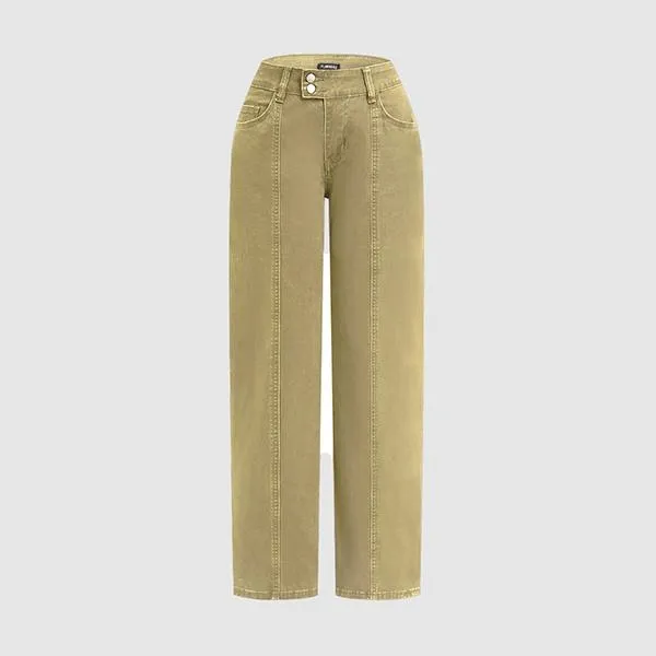 Mid Rise Straight Leg Butt Hugging Pants Women's Stretchy Fabric Multicolor Flattering