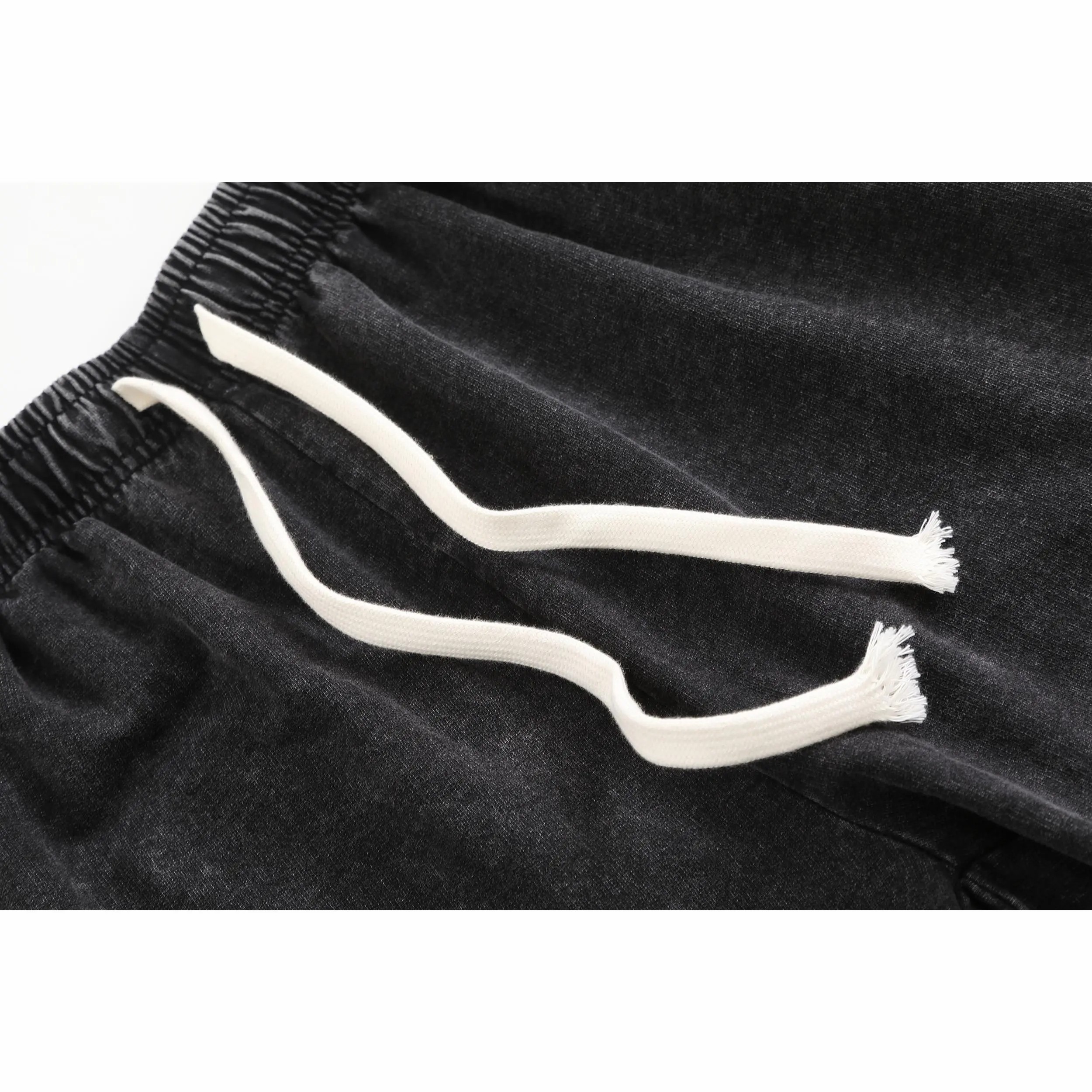 Unisex Acid Wash Graphic Sweat Shorts – Cotton Baggy Casual with Pockets