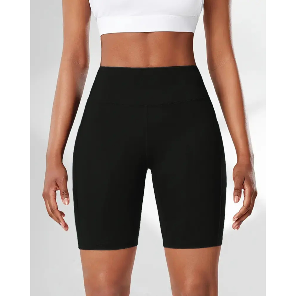 High Waist Yoga Shorts for Women - Soft Breathable Athletic Workout Shorts with Pockets, Tight Fit Gym Wear for Casual Use