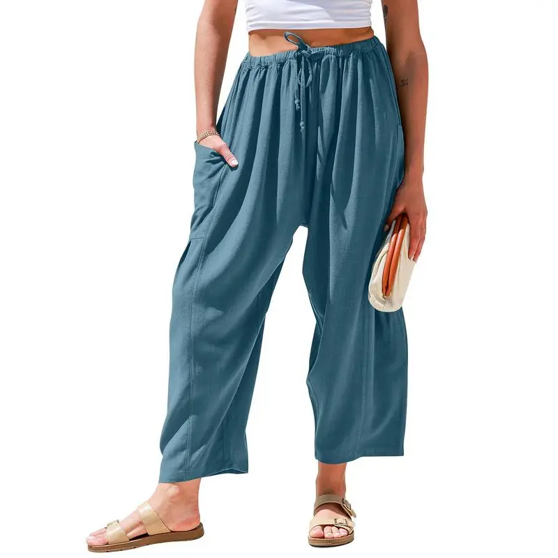 Womens Linen Wide Leg Pants