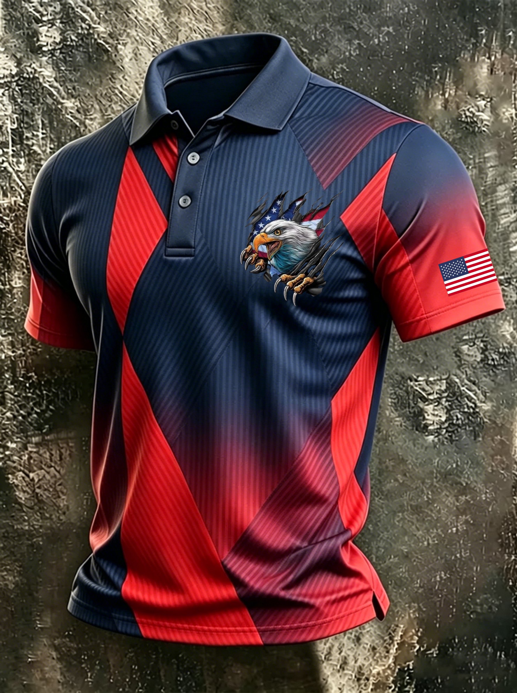 Men'S Casual American 250Th Anniversary Embroidered Commemorative Printed Polo Shirt