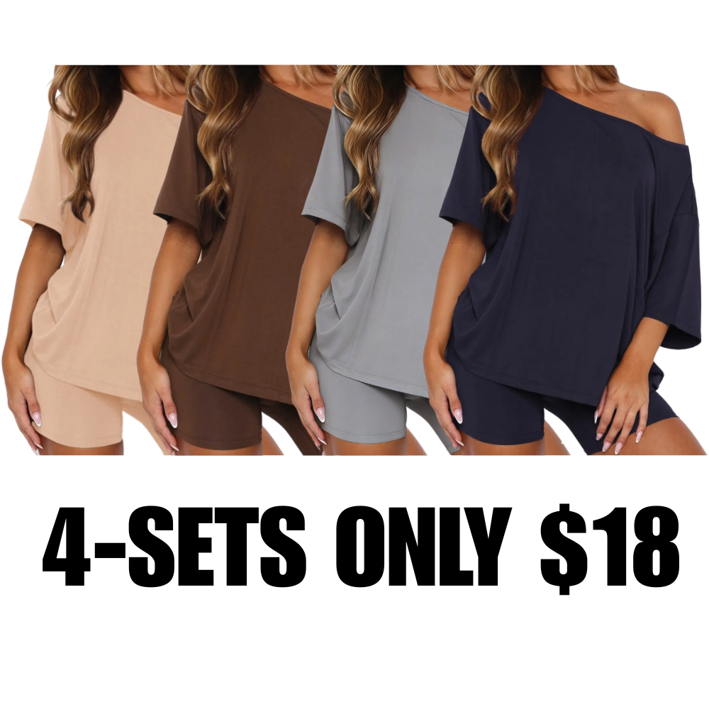 Women’s Casual Two Piece Lounge Set Off Shoulder Top