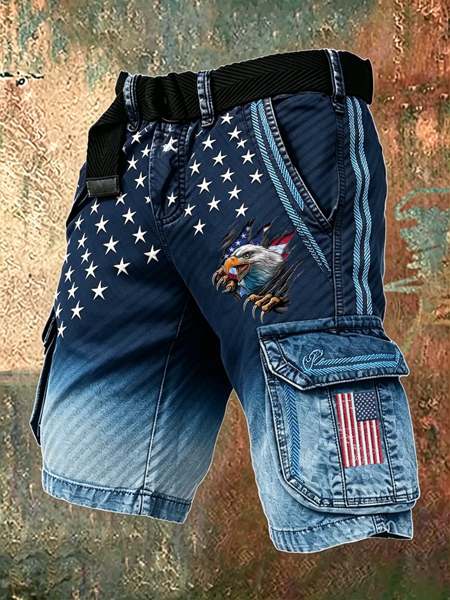 Men's 250 American  Print Casual Cargo Shorts