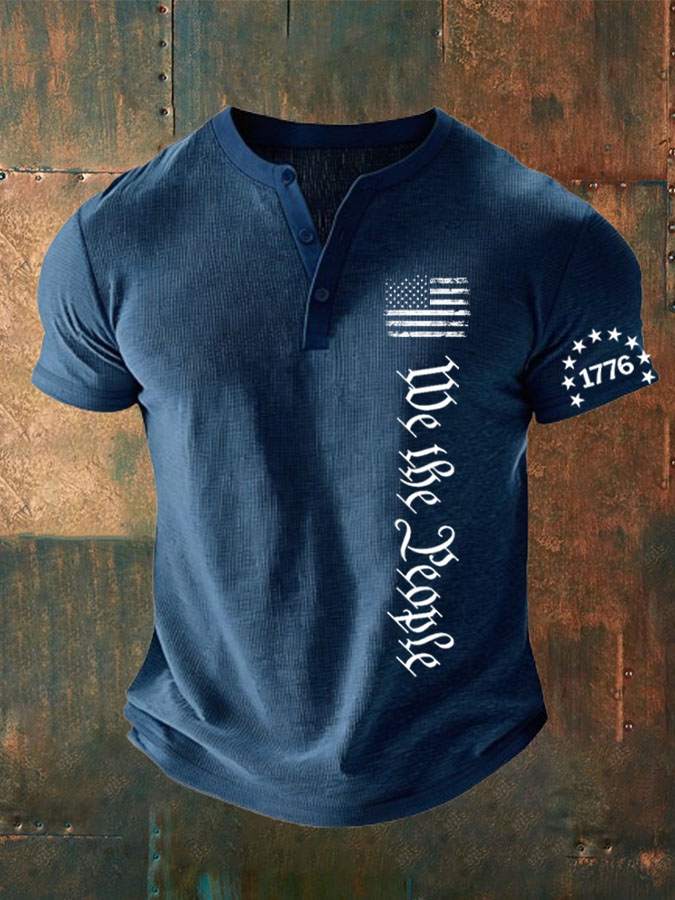 Women'S American Independence Day Printed Waffle Top