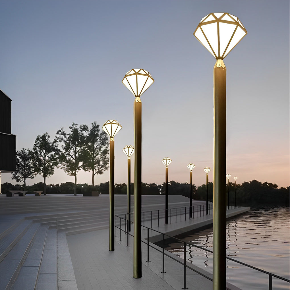 Geometric Waterproof LED Intelligent Stable Black Modern Lawn Lamp