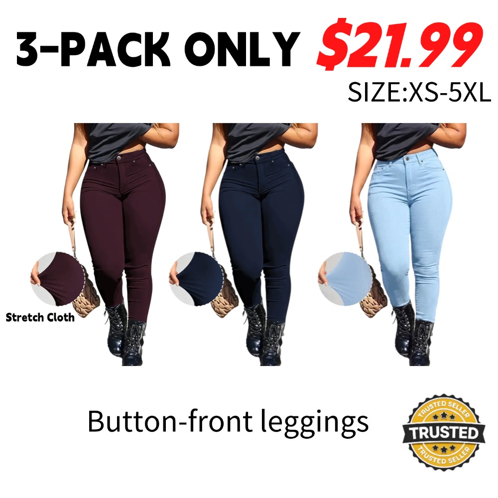 Women's Button-Fly Fitted Trousers (with Pockets) – Casual Slim-Fit