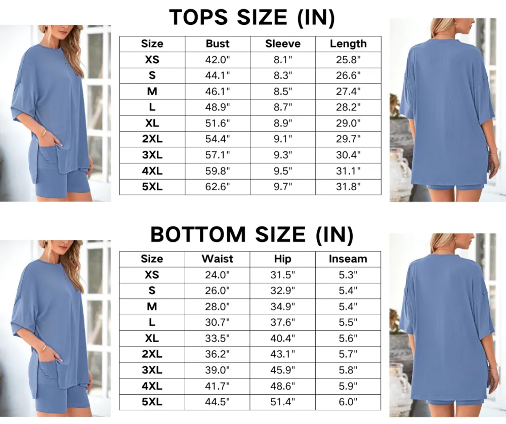 Women's Summer Two-Piece Set Casual Oversized Split Hem Shirts