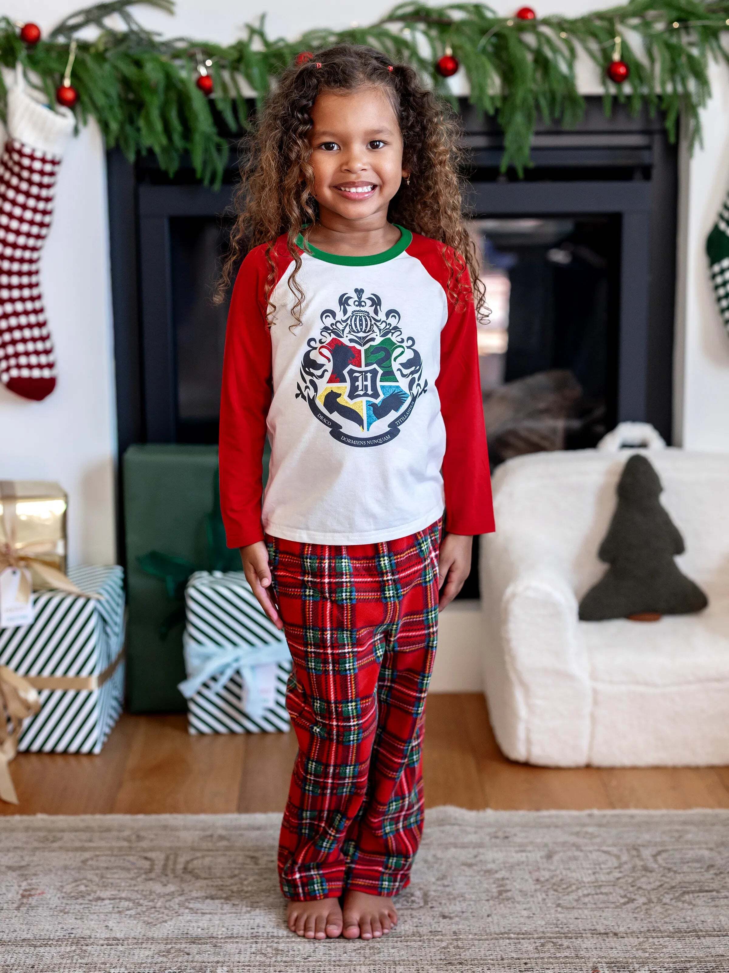 Christmas Family Matching Fleece Pajamas Set with Christmas Socks Red