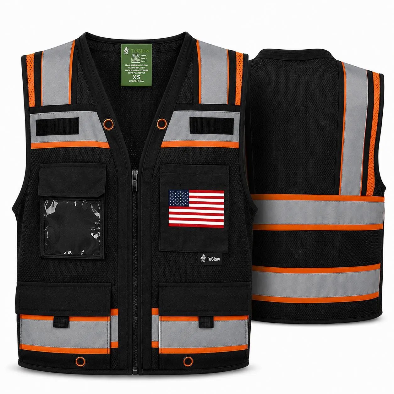 4-Pack Hi-Vis Safety Vest Only $21 | Reflective Mesh Vest with Flag & Utility Pockets